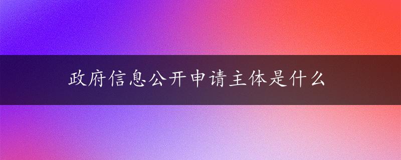 政府信息公开申请主体是什么