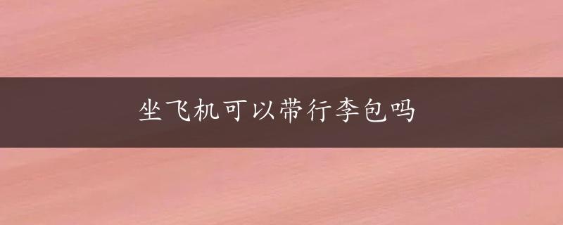 坐飞机可以带行李包吗