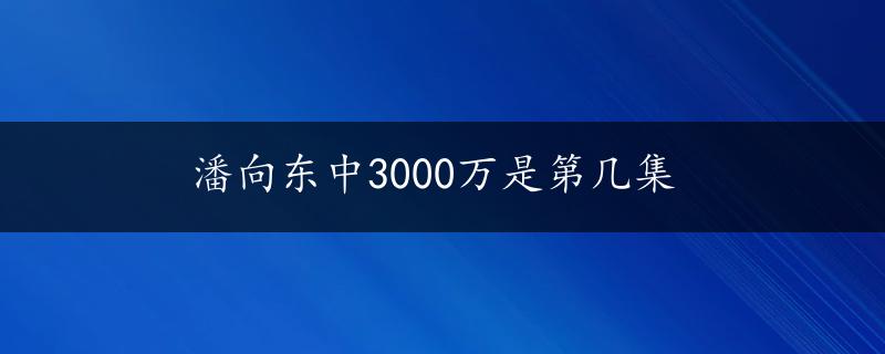 潘向东中3000万是第几集