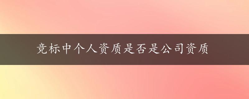 竞标中个人资质是否是公司资质