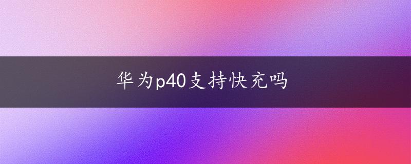 华为p40支持快充吗