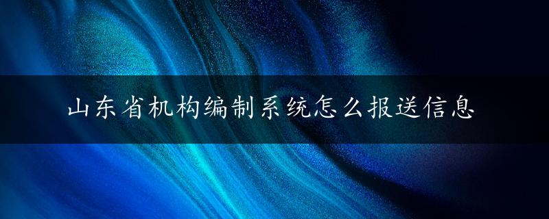 山东省机构编制系统怎么报送信息