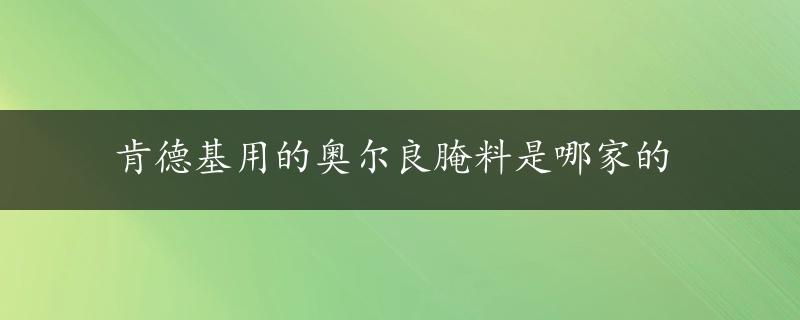 肯德基用的奥尔良腌料是哪家的