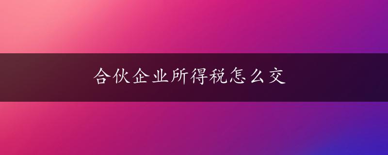 合伙企业所得税怎么交