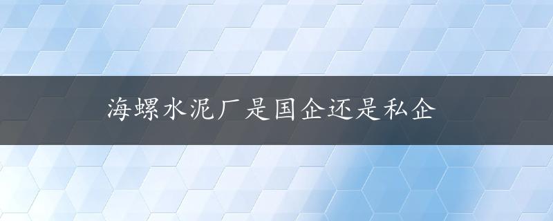 海螺水泥厂是国企还是私企