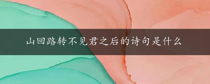 山回路转不见君之后的诗句是什么