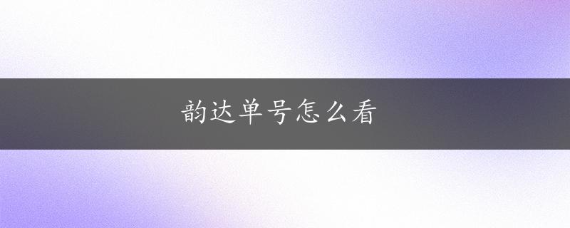 韵达单号怎么看