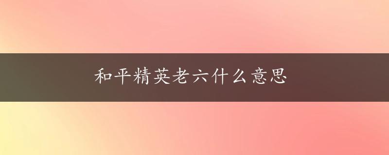 和平精英老六什么意思