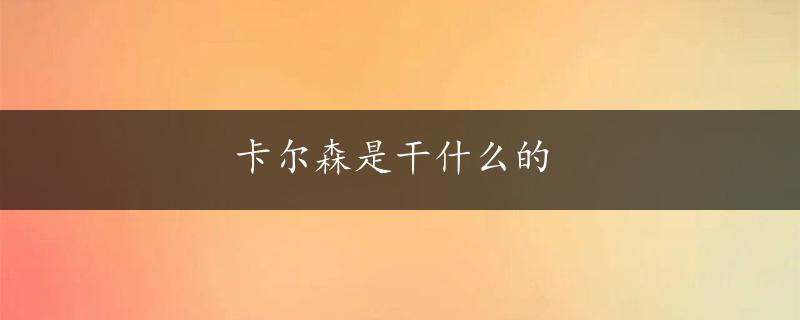 卡尔森是干什么的