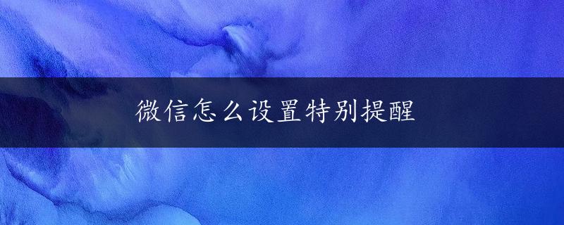 微信怎么设置特别提醒