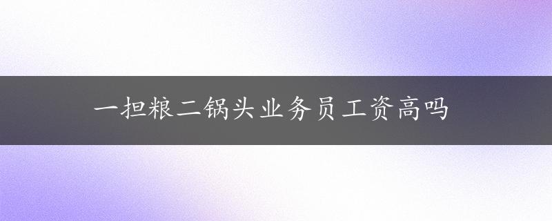 一担粮二锅头业务员工资高吗