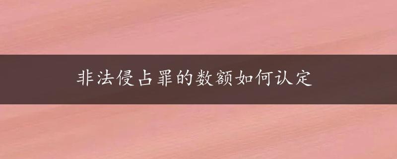 非法侵占罪的数额如何认定