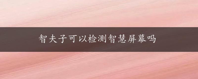 智夫子可以检测智慧屏幕吗