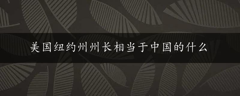 美国纽约州州长相当于中国的什么