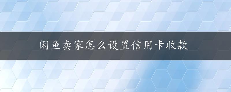 闲鱼卖家怎么设置信用卡收款