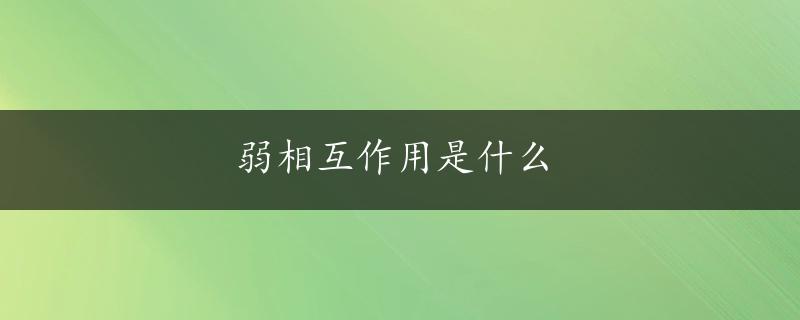 弱相互作用是什么