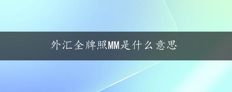 外汇全牌照MM是什么意思