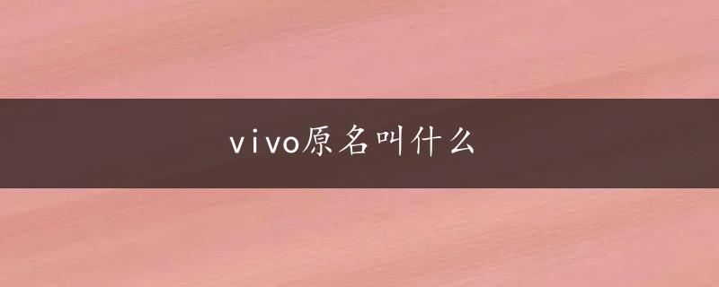 vivo原名叫什么