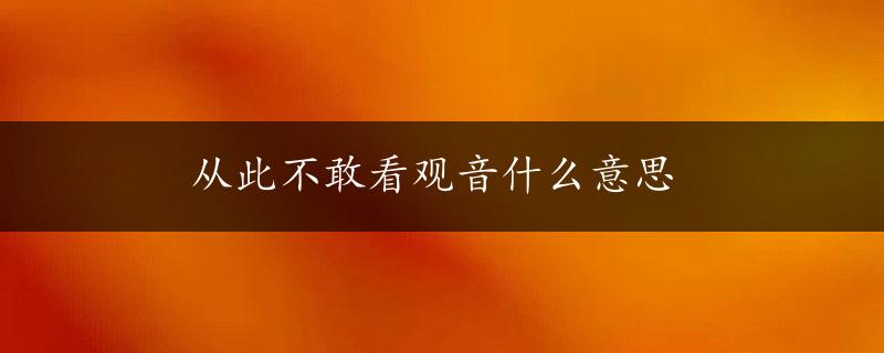 从此不敢看观音什么意思