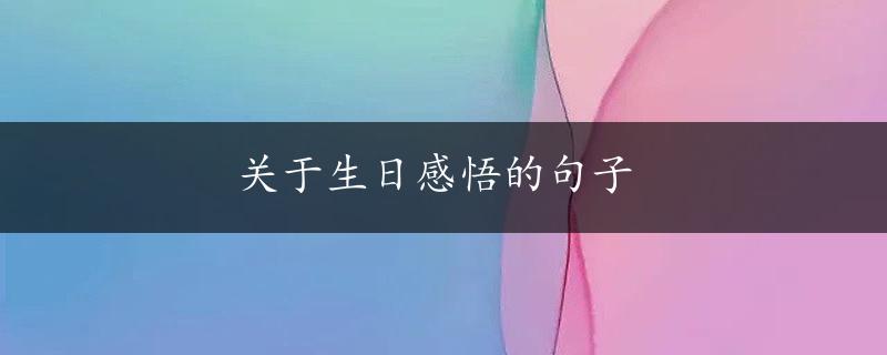 关于生日感悟的句子