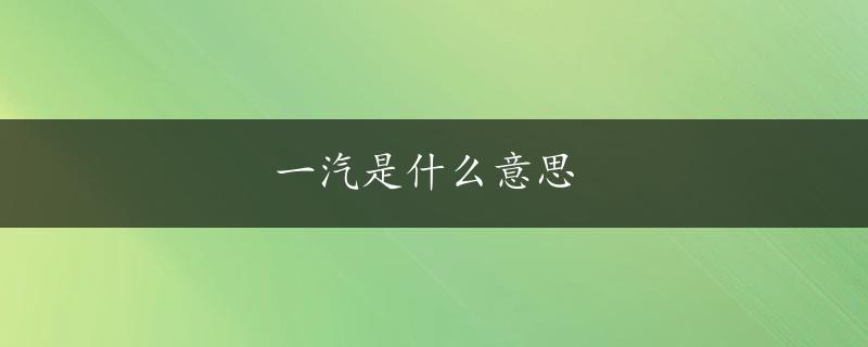 一汽是什么意思