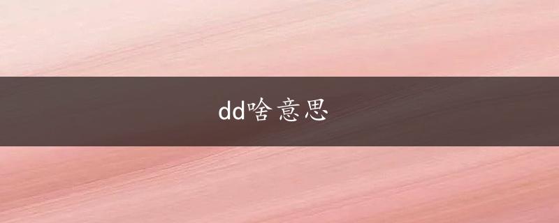 dd啥意思