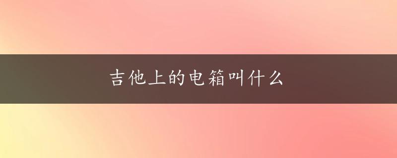 吉他上的电箱叫什么