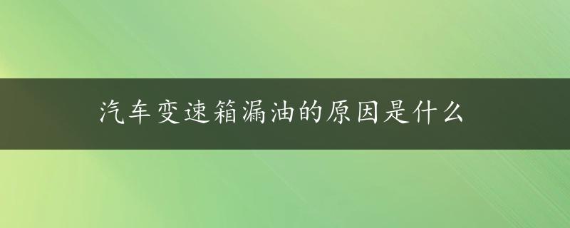 汽车变速箱漏油的原因是什么