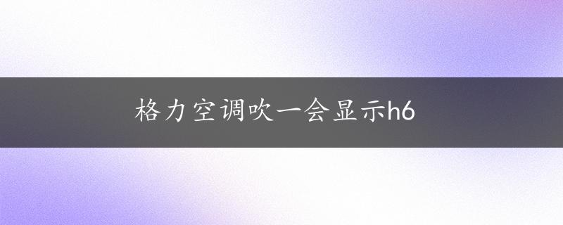 格力空调吹一会显示h6