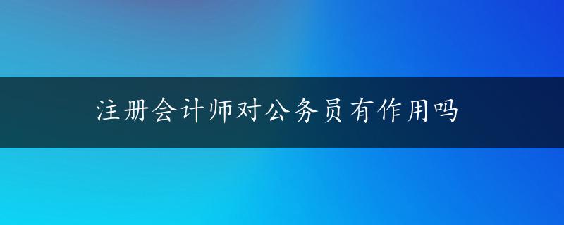 注册会计师对公务员有作用吗