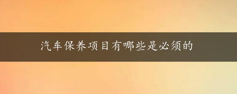 汽车保养项目有哪些是必须的