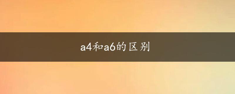 a4和a6的区别