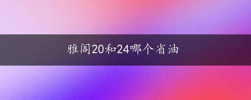 雅阁20和24哪个省油