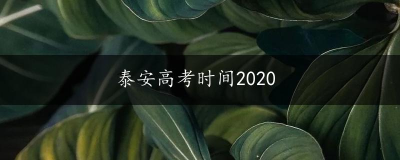 泰安高考时间2020