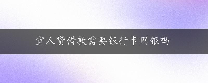 宜人贷借款需要银行卡网银吗