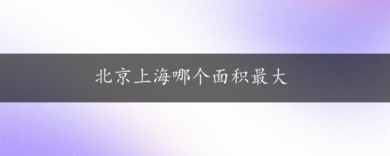 北京上海哪个面积最大