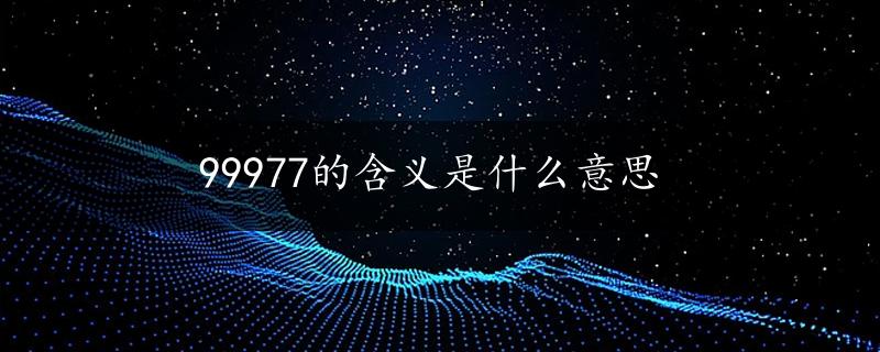 99977的含义是什么意思