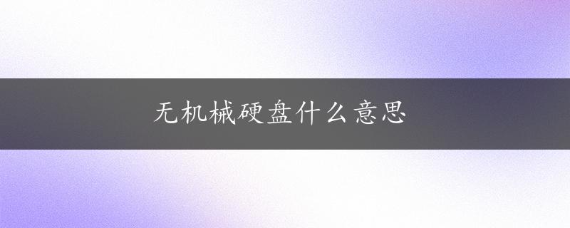 无机械硬盘什么意思