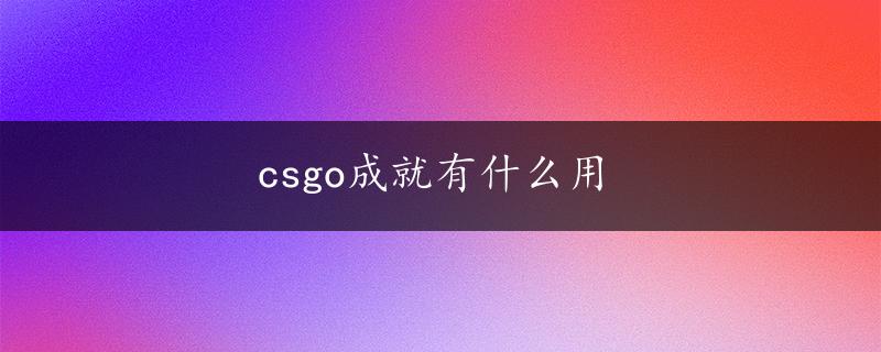 csgo成就有什么用