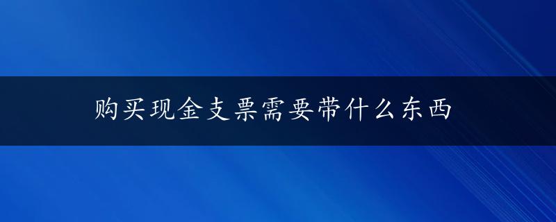 购买现金支票需要带什么东西