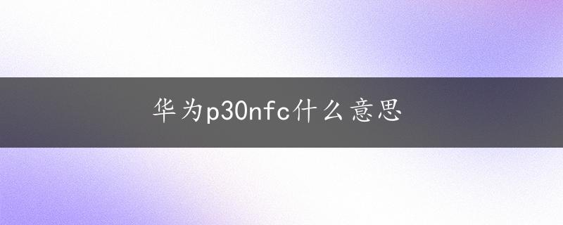 华为p30nfc什么意思