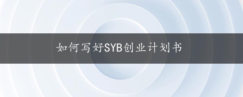 如何写好SYB创业计划书