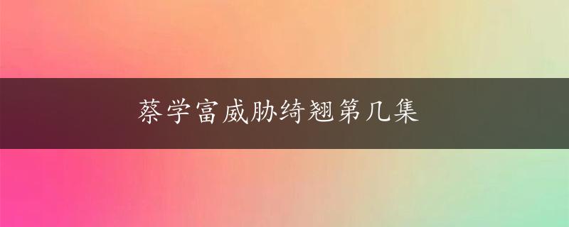 蔡学富威胁绮翘第几集