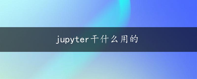 jupyter干什么用的