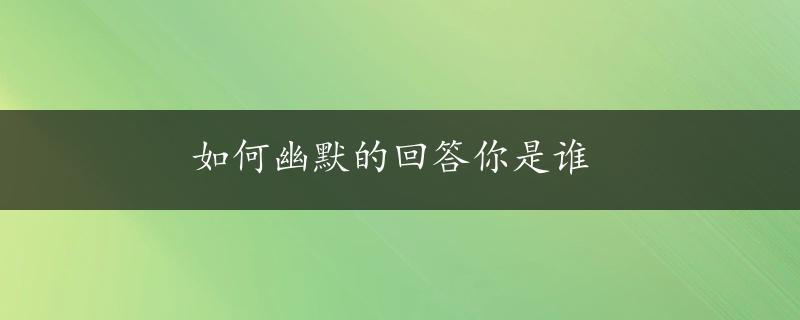 如何幽默的回答你是谁