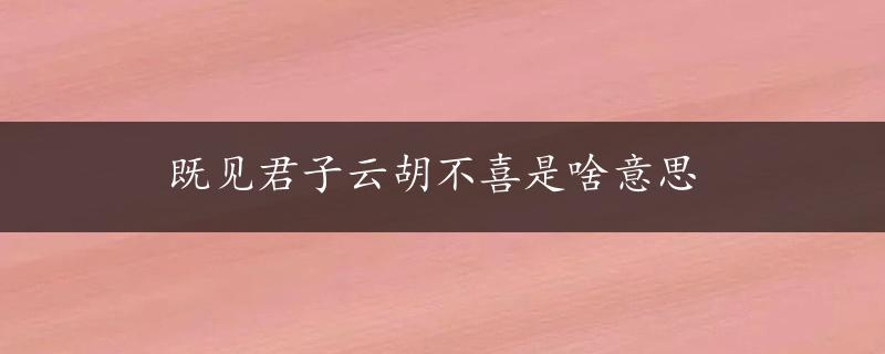 既见君子云胡不喜是啥意思