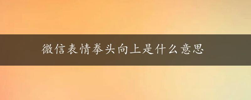 微信表情拳头向上是什么意思