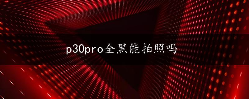 p30pro全黑能拍照吗