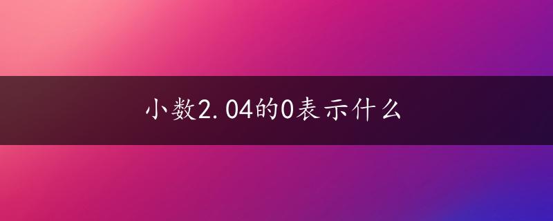 小数2.04的0表示什么