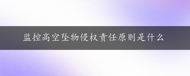 监控高空坠物侵权责任原则是什么